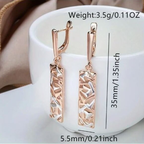 NEW 18K Gold Plated Silver Modernist Abstract Drop Earrings - Picture 4 of 4